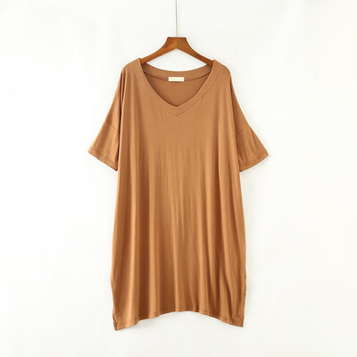 Women V-neck Plus Nightdress Large Size Half-sleeved Split Dress Loose Modal Nightdress
Women V-neck Plus Nightdress Large Size Half-sleeved Split Dress Loose Modal Nightdress