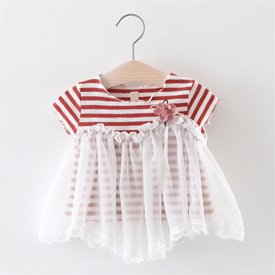 Children Summer Girls Fashion Lovely Dress Cute Stripe Print Mesh Stitching Bottoming Short Sleeved Sweet Princess Dress
Children Summer Girls Fashion Lovely Dress Cute Stripe Print Mesh Stitching Bottoming Short Sleeved Sweet Princess Dress