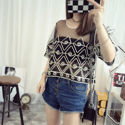 Summer Elegant New Style Fashion Design Sexy Embroidered Mesh Perspective Womens Tops Fashion All-match Top With Tube Top
Summer Elegant New Style Fashion Design Sexy Embroidered Mesh Perspective Womens Tops Fashion All-match Top With Tube Top