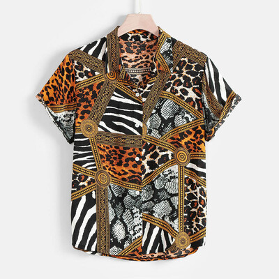 Tailored Mens Summer Fashion Lapel Panel Striped Leopard Print Short Sleeve Shirt Top
Tailored Mens Summer Fashion Lapel Panel Striped Leopard Print Short Sleeve Shirt Top
