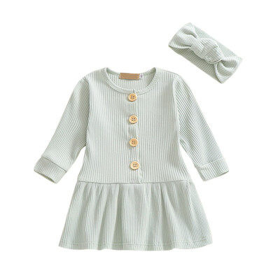 Girls Dress With Hairband Long Sleeve Kids Dress For Girls Clothes Cotton Solid Color For Kids 1-5 Years Old
Girls Dress With Hairband Long Sleeve Kids Dress For Girls Clothes Cotton Solid Color For Kids 1-5 Years Old