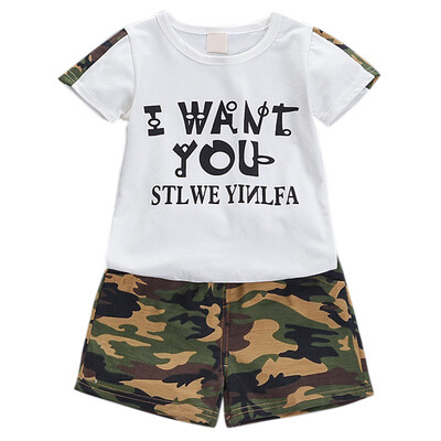 2PcsSet Summer Children Baby Boys Casual Short Sleeve Letter Print T-shirt TopsCamouflage Shorts Suits Costume Set
2PcsSet Summer Children Baby Boys Casual Short Sleeve Letter Print T-shirt TopsCamouflage Shorts Suits Costume Set
