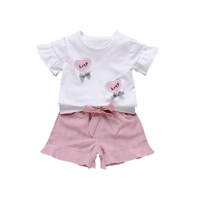 2019 Hot sales childrens suit white shirt cartoon love print pattern solid color shorts girl set for 0-4T
2019 Hot sales childrens suit white shirt cartoon love print pattern solid color shorts girl set for 0-4T