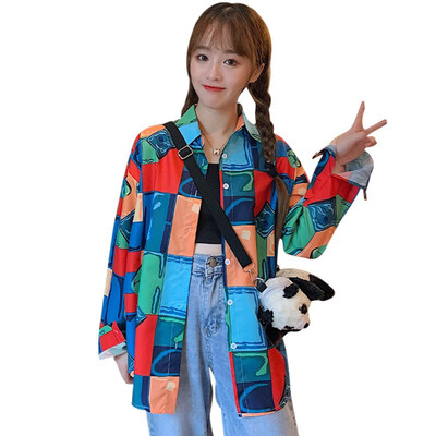 Female Cardigan Tops Casual Long Sleeve Turn-down Collar Shirt Blusa Women Fashion Personality Printed Loose Blouse Shirt
Female Cardigan Tops Casual Long Sleeve Turn-down Collar Shirt Blusa Women Fashion Personality Printed Loose Blouse Shirt
