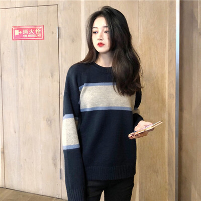 Women 2019 Spring Autumn Sweater Knitted Casual Sweaters O-Neck Long Sleeve Loose Fashion Pullover Tops Striped Tops
Women 2019 Spring Autumn Sweater Knitted Casual Sweaters O-Neck Long Sleeve Loose Fashion Pullover Tops Striped Tops
