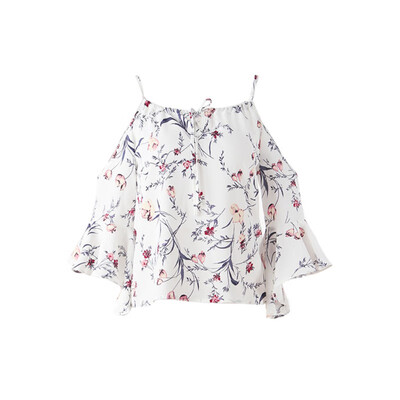 WEIXINBUY Ruffles Floral Print Chiffon Women Elegant Open Shoulder Blouses Summer Beach Casual Straps Female Tops Y1
WEIXINBUY Ruffles Floral Print Chiffon Women Elegant Open Shoulder Blouses Summer Beach Casual Straps Female Tops Y1