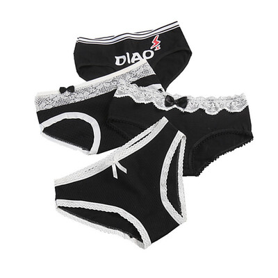 Cotton Comfortable Low-Rise Breathable Lace Letter Print Black Four-Piece Panties For Women Lingerie Underwear Hot Sale
Cotton Comfortable Low-Rise Breathable Lace Letter Print Black Four-Piece Panties For Women Lingerie Underwear Hot Sale