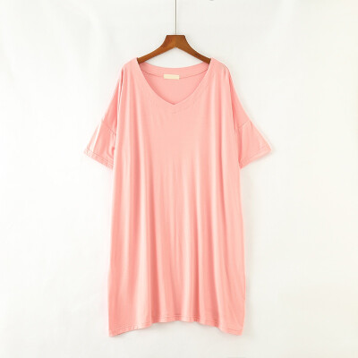 Women V-neck Plus Nightdress Large Size Half-sleeved Split Dress Loose Modal Nightdress
Women V-neck Plus Nightdress Large Size Half-sleeved Split Dress Loose Modal Nightdress