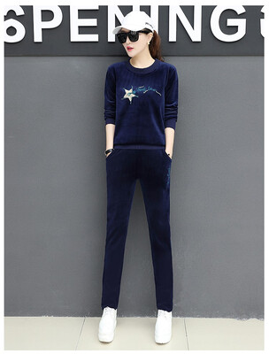 The new Korean version of fall&winter 2018 is a two-piece fashionable casual round-collar sport suit for women
The new Korean version of fall&winter 2018 is a two-piece fashionable casual round-collar sport suit for women