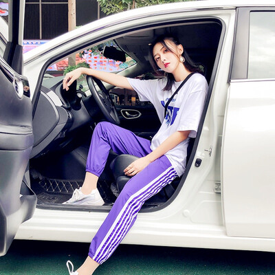 Womens Two Pieces Set Fashion O-Neck Letter Print Top And Striped Ankle-Length Pants Set
Womens Two Pieces Set Fashion O-Neck Letter Print Top And Striped Ankle-Length Pants Set