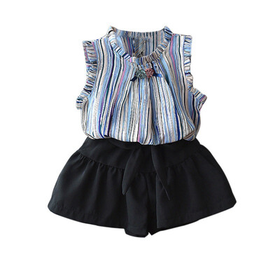 Baby Girls clothes Set Fashion Striped Chiffon Sleeveless Tops Foreign Shorts Two-Piece Set
Baby Girls clothes Set Fashion Striped Chiffon Sleeveless Tops Foreign Shorts Two-Piece Set