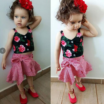 2019 New Summer Baby Girls Casual Summer Strap Flower Print Tops BlousePlaid Short Skirts Suits Costume Sets
2019 New Summer Baby Girls Casual Summer Strap Flower Print Tops BlousePlaid Short Skirts Suits Costume Sets