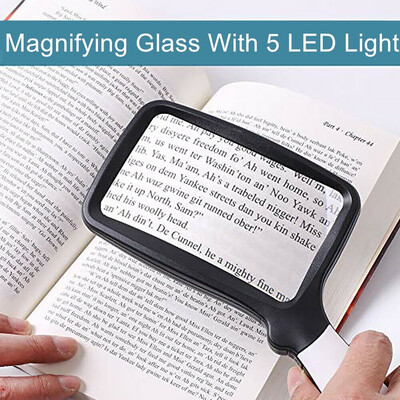 5 LED Light Flat Sheet Magnifier Book Page Magnifying Glass Reading Aid Foldable Lens
5 LED Light Flat Sheet Magnifier Book Page Magnifying Glass Reading Aid Foldable Lens