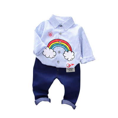 2019 Autumn Baby Boy Long Sleeve Rainbow Striped Pattern Soft Cotton Shirt TopsLong Trousers Toddler Outfits
2019 Autumn Baby Boy Long Sleeve Rainbow Striped Pattern Soft Cotton Shirt TopsLong Trousers Toddler Outfits