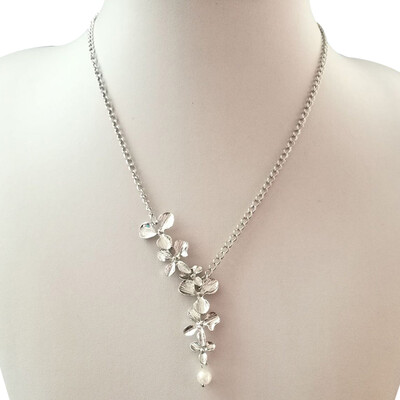 925 Sterling Silver Gold Orchid Flower With Pearl Pendant Necklaces Long Chain Collars Necklace For Women
925 Sterling Silver Gold Orchid Flower With Pearl Pendant Necklaces Long Chain Collars Necklace For Women
