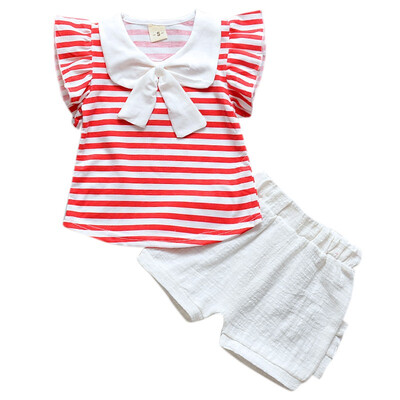 Summer Baby Girls Casual Flare Sleeve Stripe Print Bow T-shirt TopsShorts Suits Costume Set
Summer Baby Girls Casual Flare Sleeve Stripe Print Bow T-shirt TopsShorts Suits Costume Set