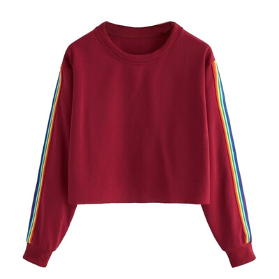 Women Autumn Winter O-neck Plus Size Loose Long-sleeved Short Color Strip Sweatshirt Sweet Tops 
Women Autumn Winter O-neck Plus Size Loose Long-sleeved Short Color Strip Sweatshirt Sweet Tops