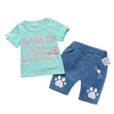 Summer Baby Girls Short Sleeve Floral Letter Print T-shirt TopsDenim Shorts Suits Casual Outfits Sets
Summer Baby Girls Short Sleeve Floral Letter Print T-shirt TopsDenim Shorts Suits Casual Outfits Sets