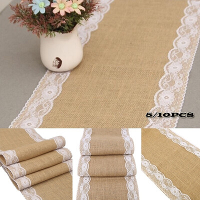 510pcs 30cmx 275cm Natural Jute Hessian Burlap Lace Table Runner for Rustic Wedding Bridal Shower Festival Party Event
510pcs 30cmx 275cm Natural Jute Hessian Burlap Lace Table Runner for Rustic Wedding Bridal Shower Festival Party Event