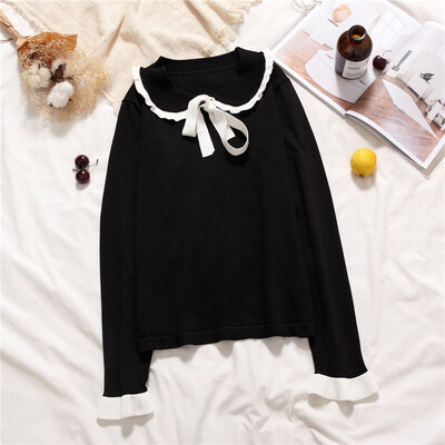 Women Sweater Turn-Down Collar Bow Sweet Sweater Long Sleeve Autumn Knitted Pullovers Korean Fashion Kawaii Female Tops
Women Sweater Turn-Down Collar Bow Sweet Sweater Long Sleeve Autumn Knitted Pullovers Korean Fashion Kawaii Female Tops
