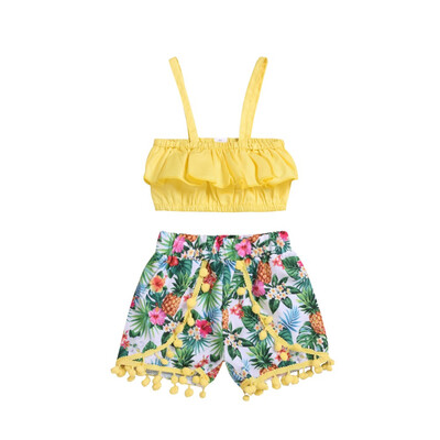 Baby Girl Set Toddler Baby Girl Sling Pineapple Tassel Set Clothes Ruffle T-shirt Top Floral Shorts Outfits Summer Set
Baby Girl Set Toddler Baby Girl Sling Pineapple Tassel Set Clothes Ruffle T-shirt Top Floral Shorts Outfits Summer Set