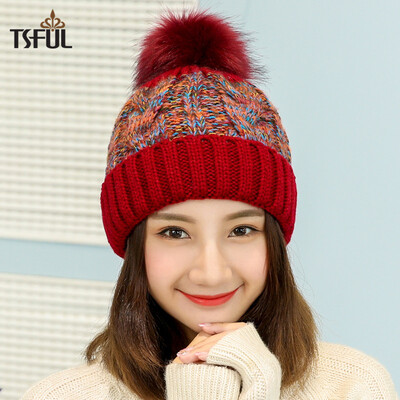 Tsful hat female winter new fashion color matching warm earmuffs knitted wool hat CM3006A wine red
Tsful hat female winter new fashion color matching warm earmuffs knitted wool hat CM3006A wine red