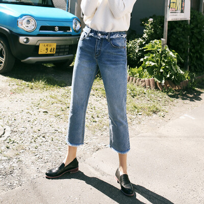 And with pure Raincun N2371 straight jeans female raw edge loose wide leg casual retro nine pants blue 28
And with pure Raincun N2371 straight jeans female raw edge loose wide leg casual retro nine pants blue 28