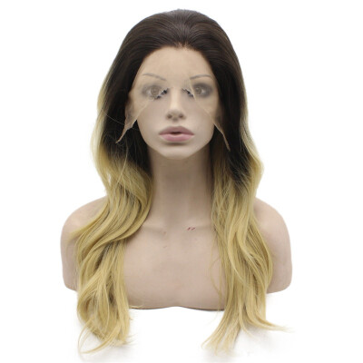 

Long Wavy Ombre Blonde Glueless Lace Front Synthetic Wig