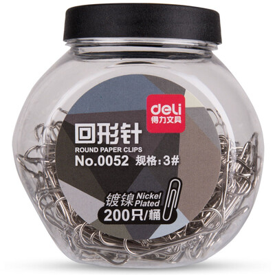 (Deli) 0052 Bottled 3 # nickel-plated anti-rust paper clips / paper clips 200 / barrel
(Deli) 0052 Bottled 3 # nickel-plated anti-rust paper clips / paper clips 200 / barrel