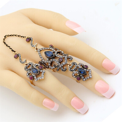 Vintage Turkish Women Flower Resin Adjustable Double Finger Ring Arabesque Crystal Jewelry Antique Gold Color Wedding Anillos
Vintage Turkish Women Flower Resin Adjustable Double Finger Ring Arabesque Crystal Jewelry Antique Gold Color Wedding Anillos