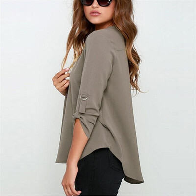 8 Colors Large Size Female V Collar Long Sleeve Corrugated Sleeve Easy Shirt plus size (-5XL
8 Colors Large Size Female V Collar Long Sleeve Corrugated Sleeve Easy Shirt plus size (-5XL