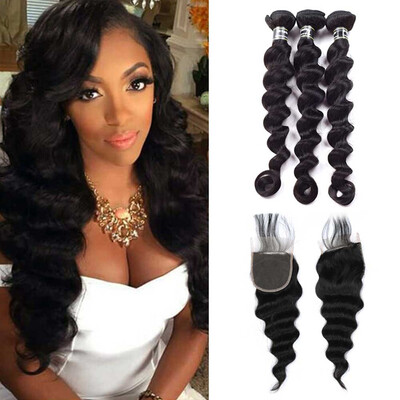 Amazing Hair Brazilian Virgin Hair Bundles with Closure Loose Wave Hair Bundles with Closure 4x4" Free Part Soft&Bouncy
Amazing Hair Brazilian Virgin Hair Bundles with Closure Loose Wave Hair Bundles with Closure 4x4" Free Part Soft&Bouncy