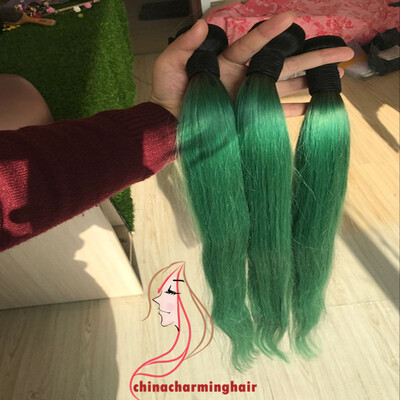 ombre 1b green silky straight Brazilian human hair extension two tone green hair with dark roots double weft
ombre 1b green silky straight Brazilian human hair extension two tone green hair with dark roots double weft