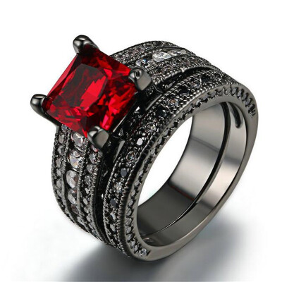 Luxury Black Gold Plated Ring Sets Princess Cut Red Cubic Zirconia Anniversary Ring For Women Full Size Wholesale R628
Luxury Black Gold Plated Ring Sets Princess Cut Red Cubic Zirconia Anniversary Ring For Women Full Size Wholesale R628
