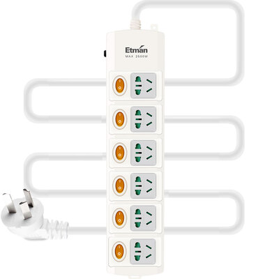 Eastman Etman five sub-control 3 m 5 independent switch socket overload protection plug home wiring board
Eastman Etman five sub-control 3 m 5 independent switch socket overload protection plug home wiring board