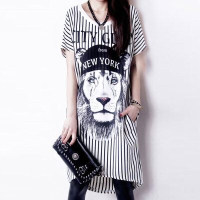 Lovaru ™New 2015 fashion printing loose dress comfortable leisure simple stripe dress with short sleeves
Lovaru ™New 2015 fashion printing loose dress comfortable leisure simple stripe dress with short sleeves