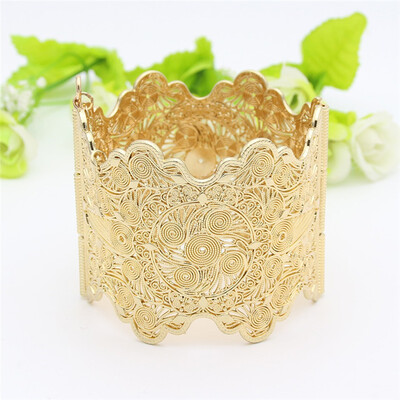 Vintage Arab Women Bracelet Armlet Wave Edge Plus Size Bangle Open Type Hollow Flower Gold Color Cuff Bangles Dance Jewelry
Vintage Arab Women Bracelet Armlet Wave Edge Plus Size Bangle Open Type Hollow Flower Gold Color Cuff Bangles Dance Jewelry