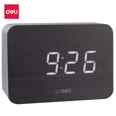 Deli deli small voice control mute alarm clock wood digital electronic clock black 8814
Deli deli small voice control mute alarm clock wood digital electronic clock black 8814