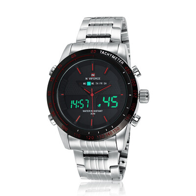 NAVIFORCE 9024 Men Luxury Silver Brand Full Steel Quartz Clock Digital LED Army Military Fahion Sport Watch
NAVIFORCE 9024 Men Luxury Silver Brand Full Steel Quartz Clock Digital LED Army Military Fahion Sport Watch