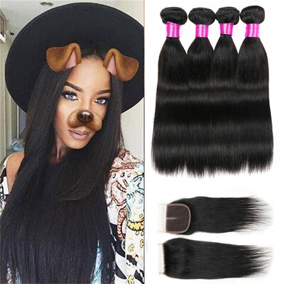 Peruvian straight virgin Hair 3 Bundle With Closure Free Part Human Hair Weave Bundles With Lace Closure 4pcslot Non Remy
Peruvian straight virgin Hair 3 Bundle With Closure Free Part Human Hair Weave Bundles With Lace Closure 4pcslot Non Remy