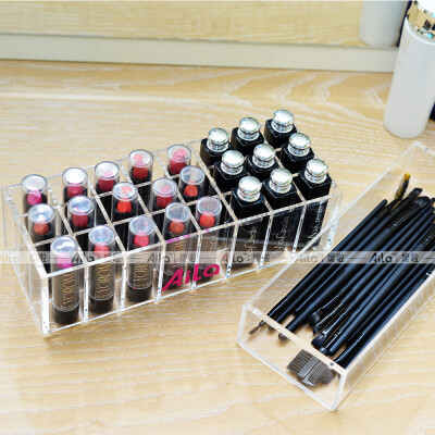 

Aila Clear Acrylic Lip Gloss Lipstick Holder с 24 отсеками для хранения высококачественных макияжей с логотипом с крышкой