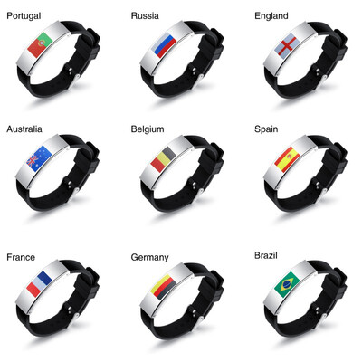 National Flag Bracelets Bangles Portugal Russia England Australia Belgium Spain France Germany Brazil Fashion
National Flag Bracelets Bangles Portugal Russia England Australia Belgium Spain France Germany Brazil Fashion
