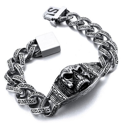 Hpolw New Trendy Mens Large Heavy Stainless Steel Casting Silver Gothic Skull Skeleton Bracelet Lobster Clasps Link Wrist
Hpolw New Trendy Mens Large Heavy Stainless Steel Casting Silver Gothic Skull Skeleton Bracelet Lobster Clasps Link Wrist