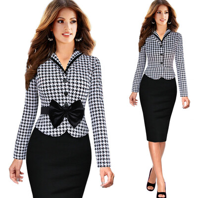 Women Elegant Faux Twinset Lapel Tartan Houndstooth Detachable Bow Belted Peplum Patchwork Work Office Sheath Dress
Women Elegant Faux Twinset Lapel Tartan Houndstooth Detachable Bow Belted Peplum Patchwork Work Office Sheath Dress