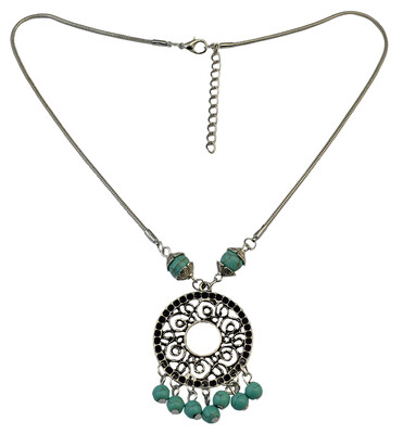 Idealway Bohemian Style Silver Thin Chain Hollow Out Vintage Round Flower Turquoise Beads Tassel Pendant Necklace Females Jewelry
Idealway Bohemian Style Silver Thin Chain Hollow Out Vintage Round Flower Turquoise Beads Tassel Pendant Necklace Females Jewelry