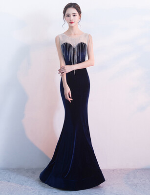 Velvet rhinestone evening dress new banquet long noble elegant slim fish tail annual host
Velvet rhinestone evening dress new banquet long noble elegant slim fish tail annual host