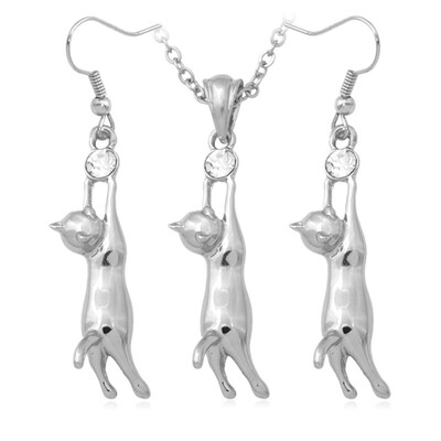 Lovely Cat Pendant Necklace Earrings Set Gift For Women Free Shipping 18K Real Gold Plated Rhinestone Kitty Jewelry Sets
Lovely Cat Pendant Necklace Earrings Set Gift For Women Free Shipping 18K Real Gold Plated Rhinestone Kitty Jewelry Sets