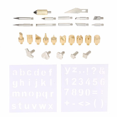 28pcsset Wood Burning Soldering Tips Set Replacement Wood Carving Tools Accessories Kit with Hot Knife Blade Stencils
28pcsset Wood Burning Soldering Tips Set Replacement Wood Carving Tools Accessories Kit with Hot Knife Blade Stencils