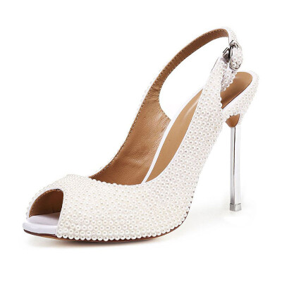 Pearl White Stiletto heel Piscine mouth Back space High heeled sandals Bridal shoes for Bridesmaid Wedding Dresses
Pearl White Stiletto heel Piscine mouth Back space High heeled sandals Bridal shoes for Bridesmaid Wedding Dresses