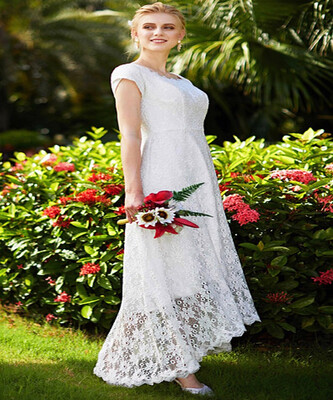 A Line Jewel Neck Asymmetrical Lace Wedding Dresses with Draping Lace by CIRCELEE®
A Line Jewel Neck Asymmetrical Lace Wedding Dresses with Draping Lace by CIRCELEE®